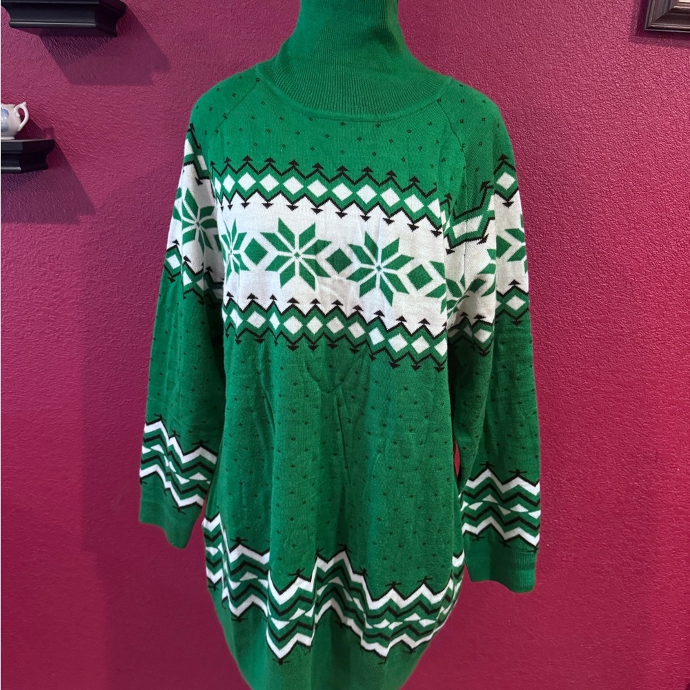 Green Snowflake Sweater